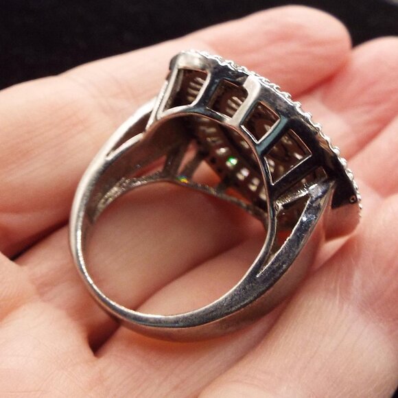 STERLING SPIRAL CRYSTALS NAUTILUS AMAZING FIBONACCI SZ. 9 RING 71 - Picture 2 of 5